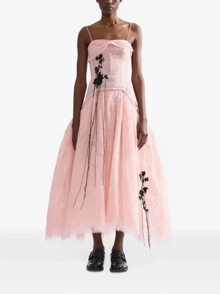 Rochie midi Erdem cu model floral din dantelă roz