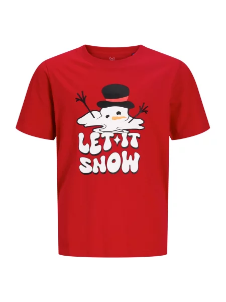 Jack & Jones Junior Majica JJXMAS FUN narančasta / crvena / crna bijela