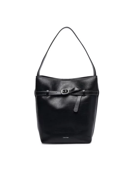 Calvin Klein Torebka Buckle Medium Bucket czarny