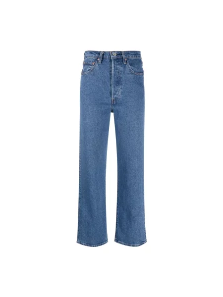 Levi's Jeansy RIBCAGE STRAIGHT ANKLE high waist niebieskie