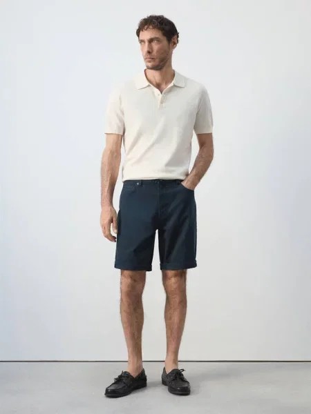Bermudy dżinsowe slim fit Mężczyzna 38 MANGO MAN granatowy