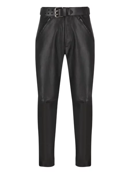 Pantaloni Saint Laurent din piele negru