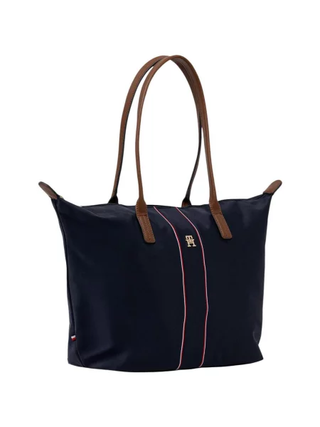 Bőr shopper táska Tommy Hilfiger kék