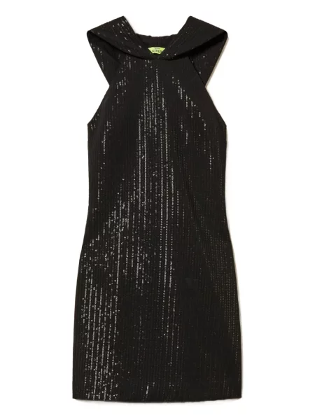 Rochie Twinset cu paiete cu glugă de costum negru