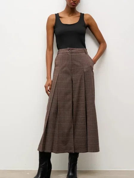 Hlače Answear.LAB široke visoki struk smeđa