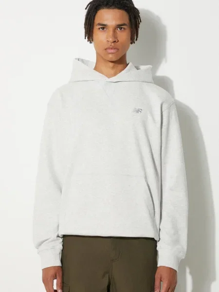 New Balance bluza z kapturem melanżowa szary
