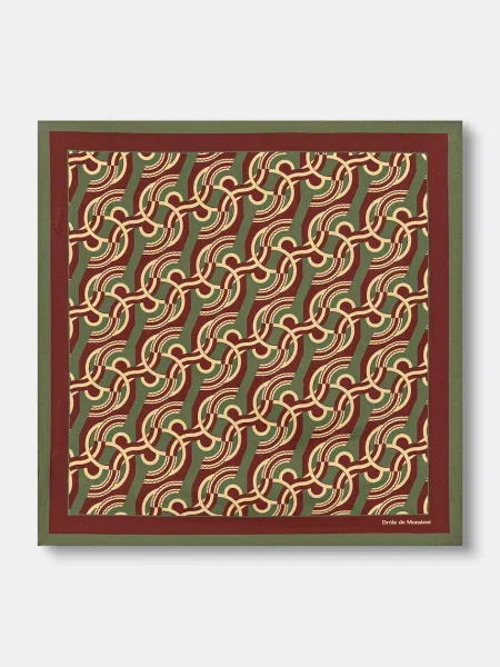 Drôle de Monsieur marama za muškarce svilena Chain Link Monogram zelena