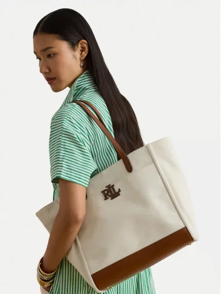 Lauren Ralph Lauren Μεγάλη τσάντα κονιάκ λευκό