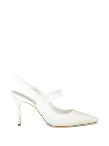 Pantofi cu toc Manolo Blahnik slingback alb