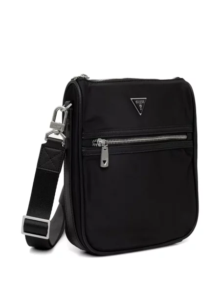 Crossbody torba Guess s autogramom crna