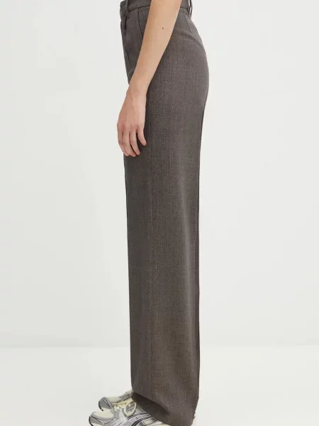 Вовняні штани Maison Margiela прямі висока посадка коричневий