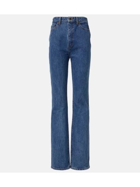 Blugi drepți Khaite cu talie înaltă albastru