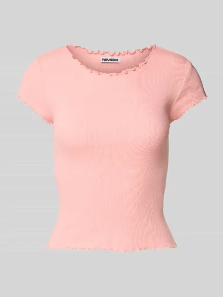 T-shirt z falistym dołem Review różowa