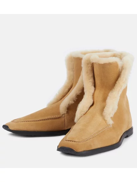 Cizme scurte Toteme din piele de căprioară bej