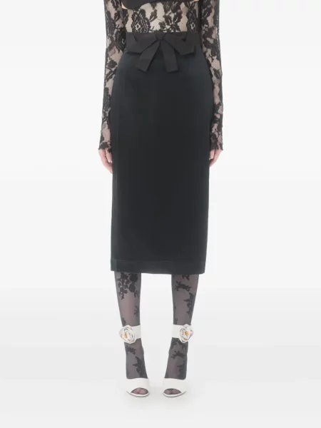 Fustă midi Valentino Garavani cu funde din satin până la genunchi negru