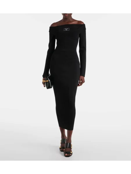 Rochie maxi Balmain tricotate de costum negru