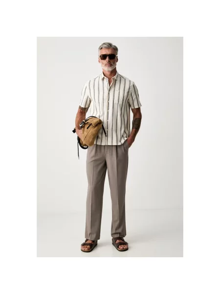 Barbour Koszula Z Krótkim Rękawem Barkend Relaxed Fit Z Lnem weiss beżowa