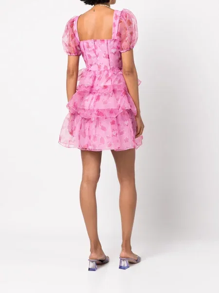 Rochie mini Hvn cu imagine cu motiv cu inimi de costum roz