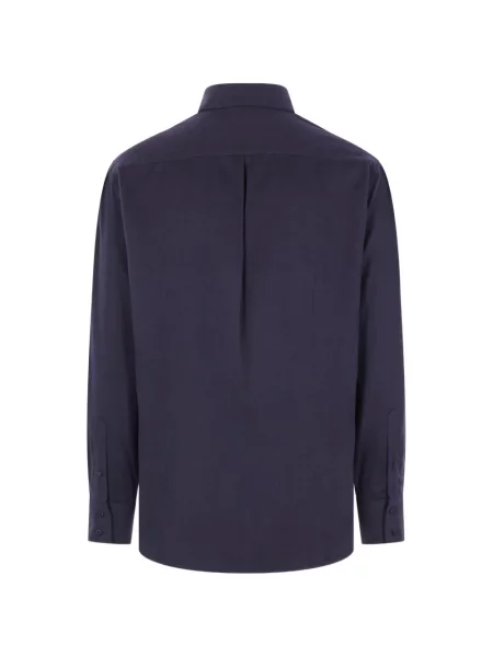 Cămașă Brunello Cucinelli cu model herringbone albastru