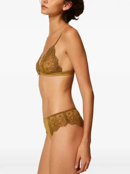 Sutien Twinset cu broderie din tul galben