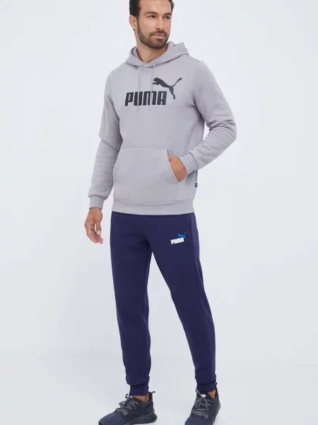 Puma bluza z kapturem z nadrukiem szary