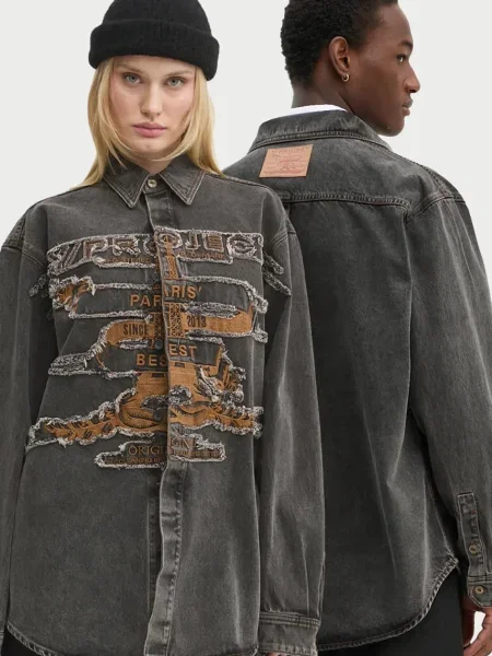 Y/Project koszula jeansowa EVERGREEN PARIS BEST PATCH DENIM SHIRT szara