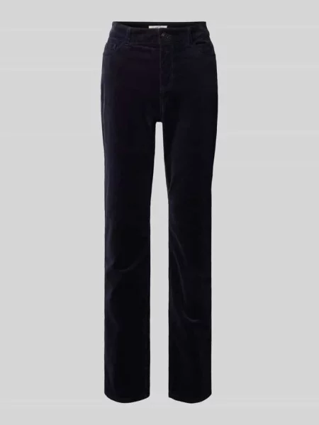 Spodnie sztruksowe o kroju slim fit z 5 Christian Berg Woman granatowe