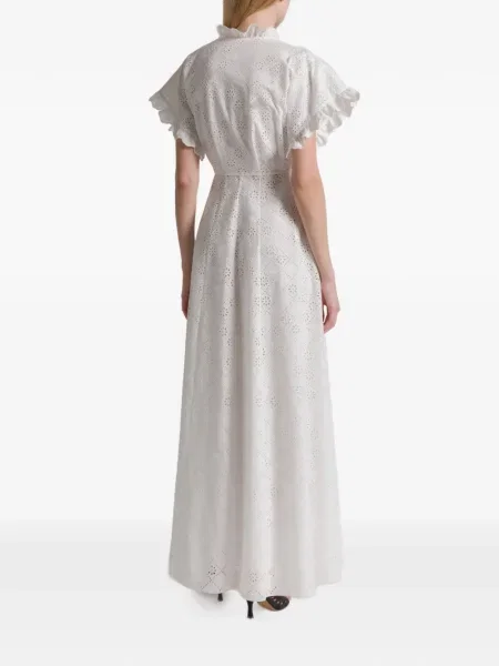 Rochie maxi Alberta Ferretti cu volane de costum alb