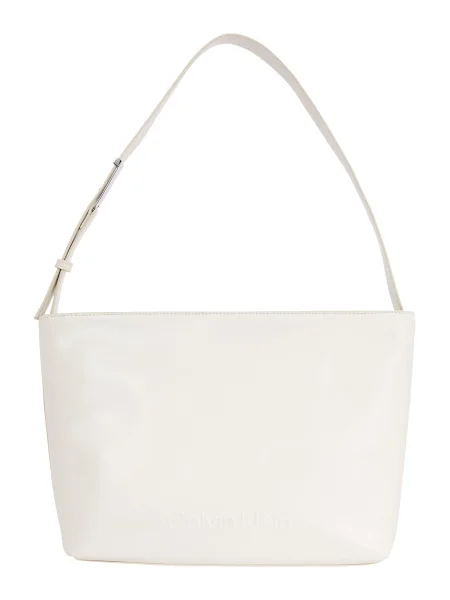 Calvin Klein Geantă Embossed Logo Medium Shopper Écru