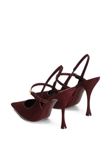 Pantofi cu toc Dolce & Gabbana din piele de căprioară slingback roșu
