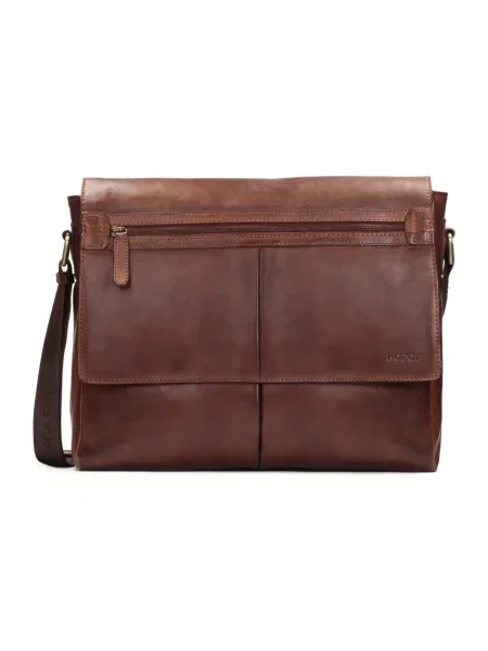 Torba crossbody Kazar skórzana biznesowa brązowa