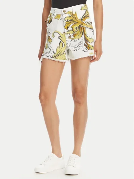 Versace Jeans Couture Pantaloni scurți de blugi Straight Fit alb