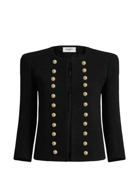 Geacă Balmain din tweed negru