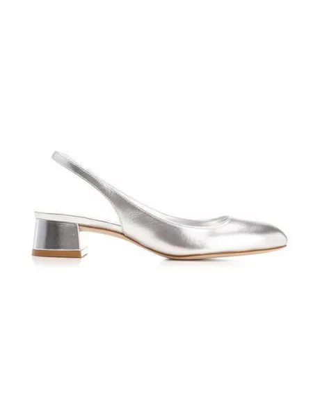 Czółenka Stuart Weitzman skórzana z otwartą piętą szara