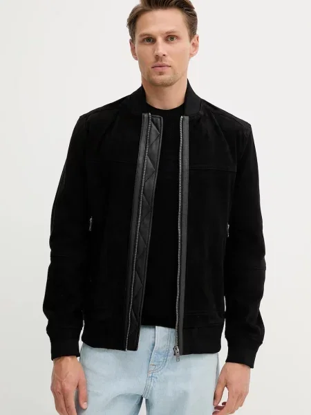 BOSS Orange velúr dzseki átmeneti fekete