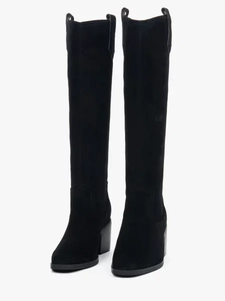 Велюровые сапоги Estro черные