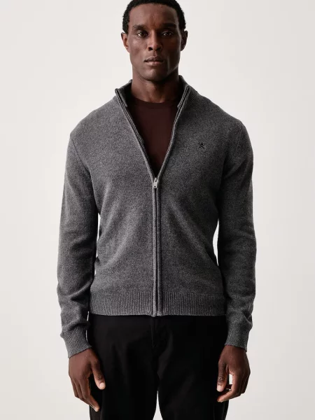 Hackett London pulover cu pentru bărbați din lână gri