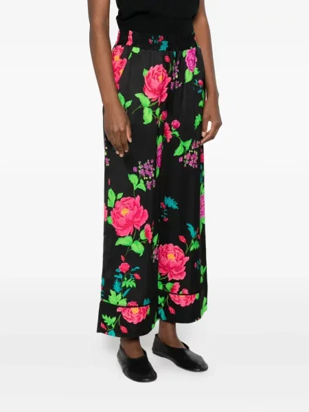 Pantaloni Nissa cu model floral cu imagine negru