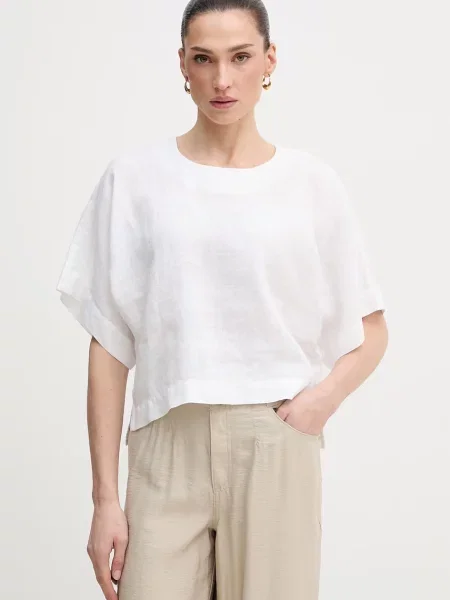 DKNY bluză din in pentru femei alb