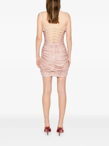 Rochie mini Mitiliane Couture drapată de cristal scurtă roz
