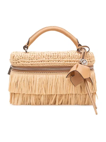 Torebka Michael Kors z frędzli skórzana beżowa