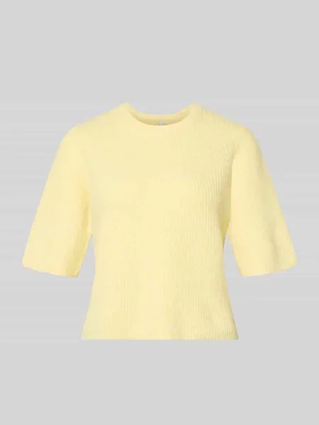 Pudełkowy krój T-shirt z prążkowanej dzianiny z dodatkiem wełny Model SILLY' Pieces