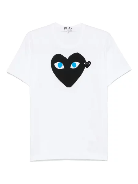 Tricou Comme Des Garcons Play cu motiv cu inimi alb
