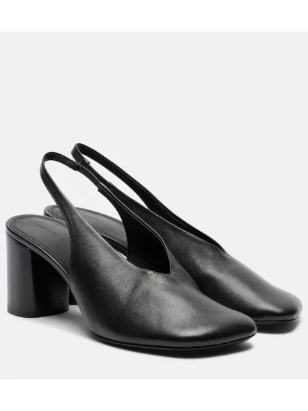 Pantofi cu toc Lemaire din piele slingback maro