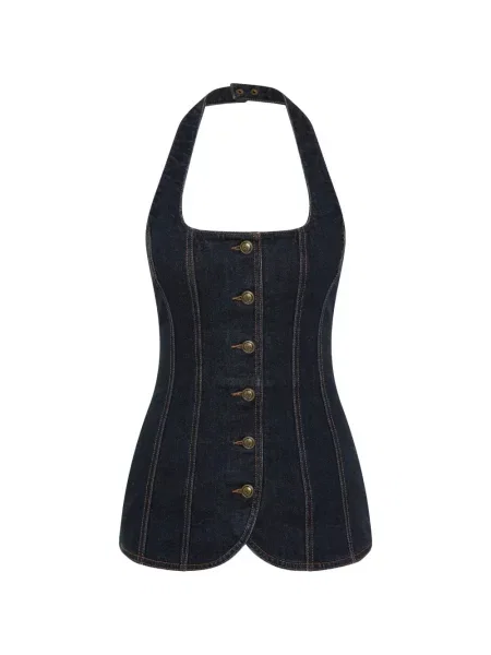 Bluzka Rebecca Vallance z dekoltem halter niebieska