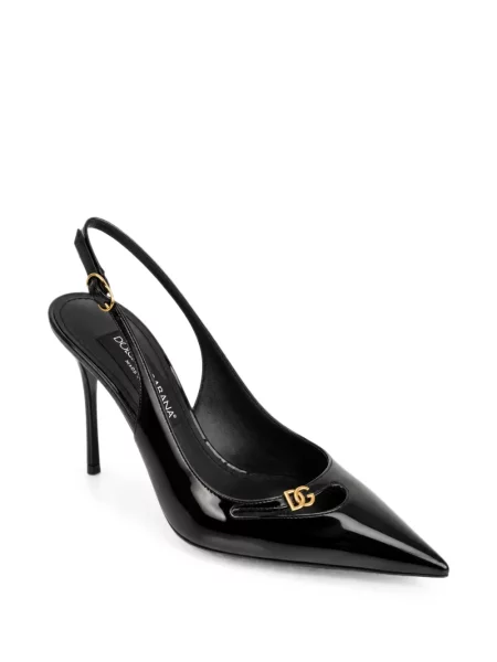 Pantofi cu toc Dolce & Gabbana slingback cu autograf negru
