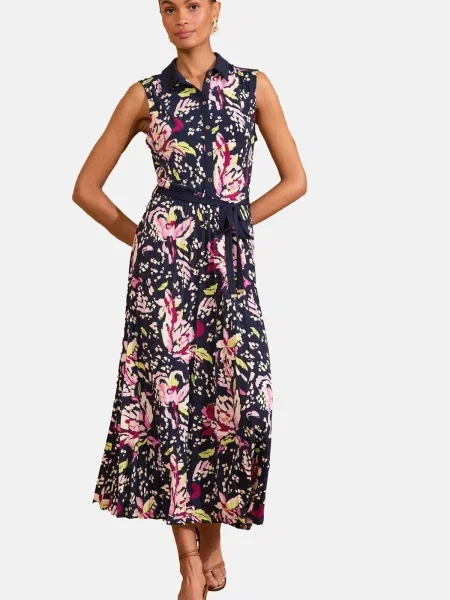 Love & roses Dolga srajca kremna / mornarska magenta roza