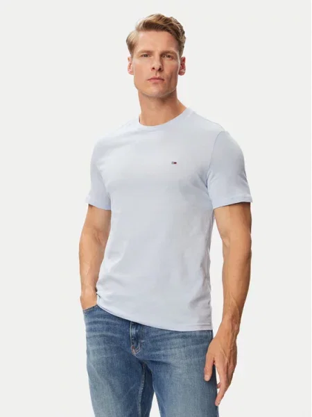 Tommy Jeans Tričko nebesky / šedobiela modrá