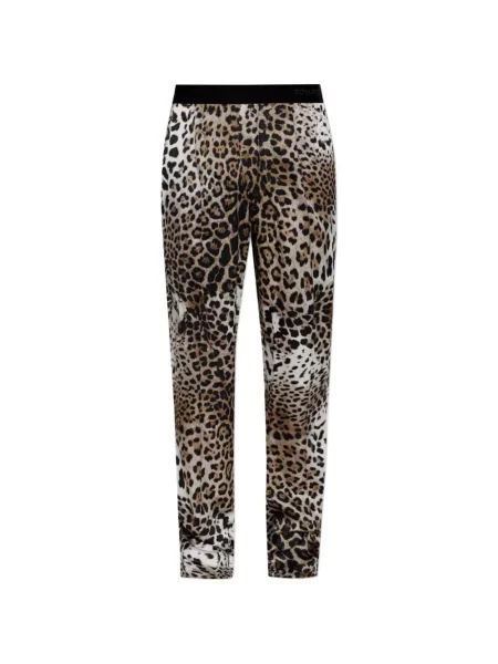 Pantaloni Tom Ford de mătase cu imagine cu model leopard
