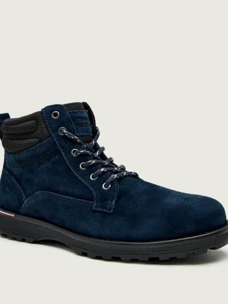 Tommy Hilfiger Magasszárú csizmák CORPORATE | hasított bőr kék